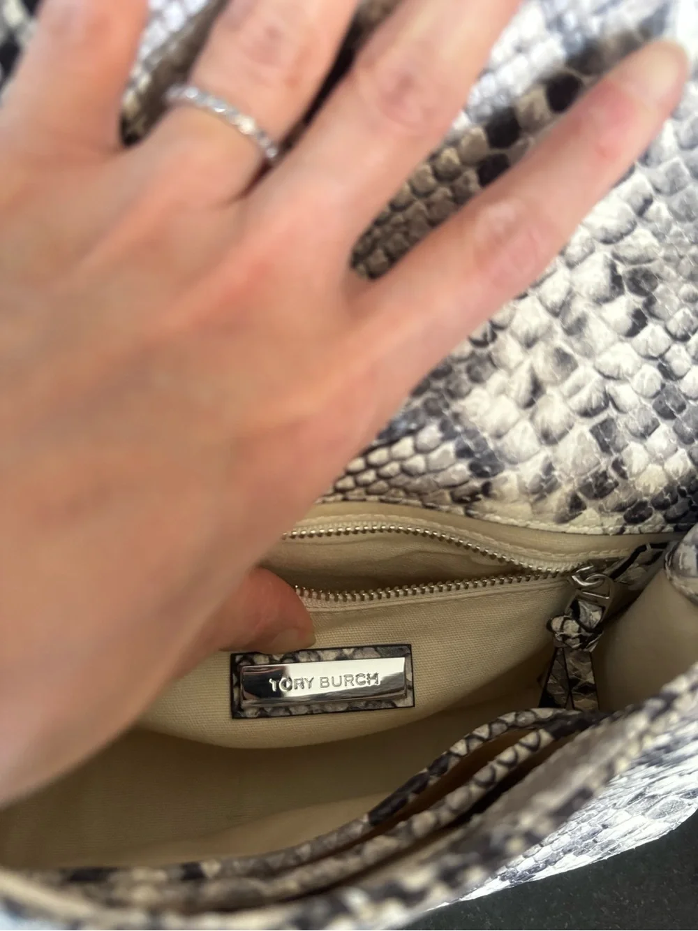 TORY BURCH Fleming Snakeskin Embossed  Crossbody/Shoulder Bag convertible